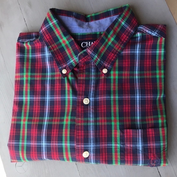 Chaps Other - Chaps Easy Care Plaid Print Collared Long Sleeve‎ Button Down Shirt